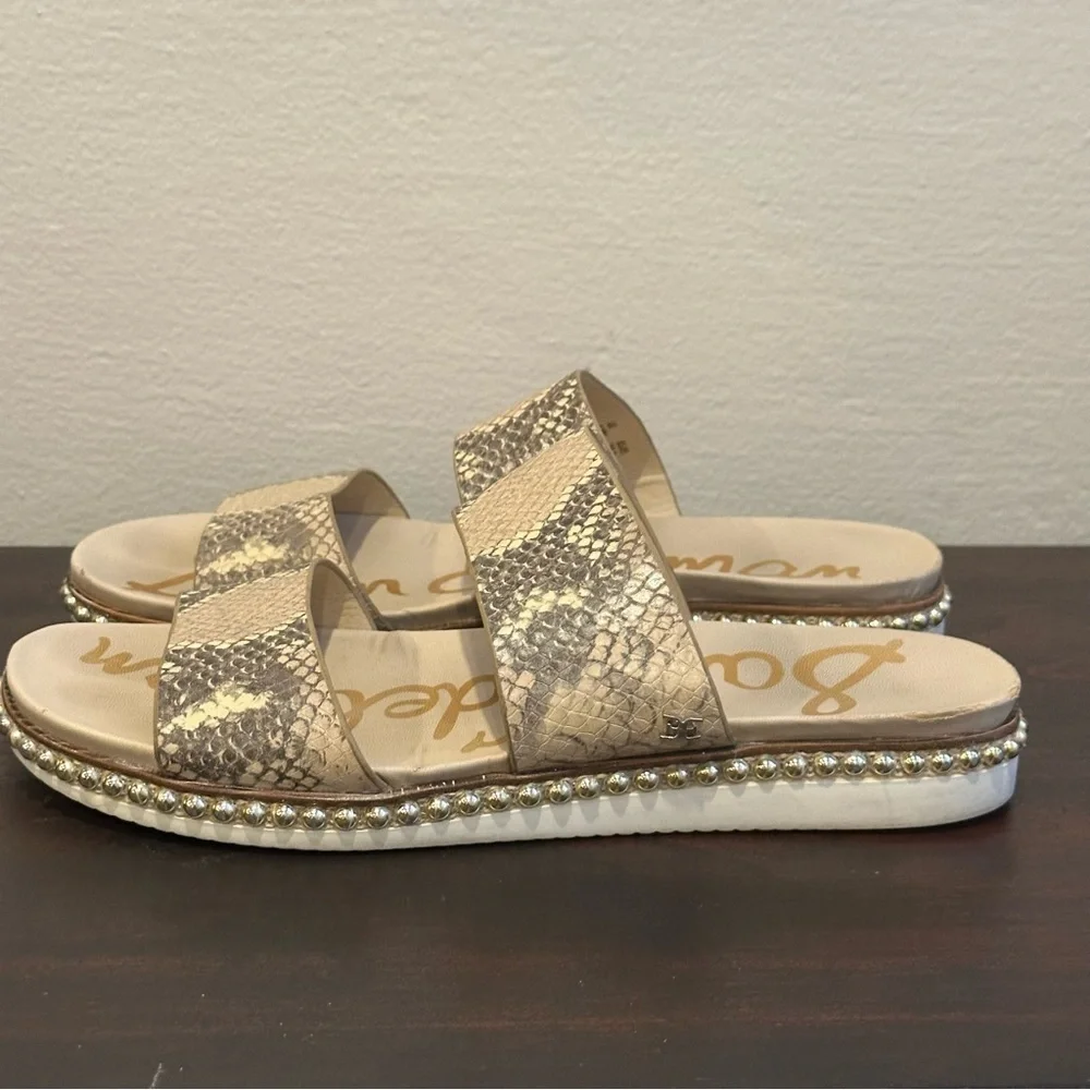 Sam Edelman Size 8.5 Chunky Flatform Open Toe Slide Snakeskin Strappy Sandal - Picture 3 of 16